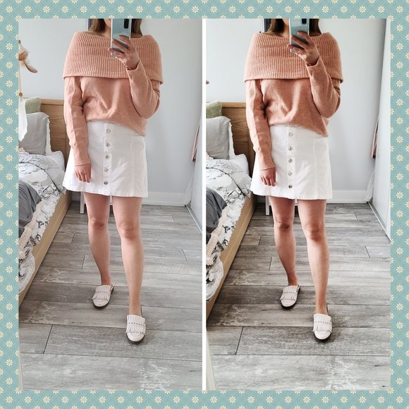 NWOT Uniqlo Pink Off-The-Shoulder Sweater - Picture 1 of 4